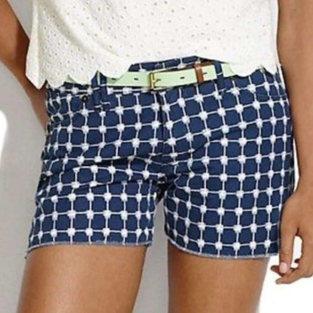 Madewell Denim Cutoffs in Graphic Grid Pattern